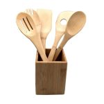 Pot for Kitchen Utensils Versa Bamboo (10 x 13,5 x 10 cm) - Image 2