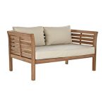 Garden sofa DKD Home Decor Brown Teak Cotton (155 x 85 x 70 cm) - Image 2