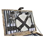 Basket DKD Home Decor wicker Picnic Ceramic Natural Blue Polyester - Image 4