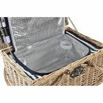 Basket DKD Home Decor wicker Picnic Ceramic Natural Blue Polyester - Image 6