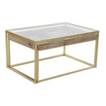 Set of 2 tables DKD Home Decor Golden Natural Wood Metal Crystal 90 x - Image 5