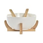 Salad Bowl DKD Home Decor 27 x 29 x 14 cm Natural Porcelain White 3 - Image 2
