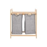 Laundry basket DKD Home Decor 64 x 33 x 73 cm Grey White (2 Units) - Image 3