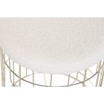 Footrest DKD Home Decor Beige Golden Metal Polyester White Modern (38 - Image 2
