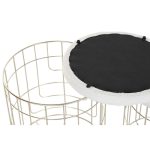Footrest DKD Home Decor Beige Golden Metal Polyester White Modern (38 - Image 3
