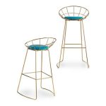 Stool Blue Golden Polyester Iron (51 x 94 x 52 cm) - Image 2