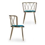 Chair Blue Golden Rhombus Metal (50,5 x 73 x 51 cm) - Image 2