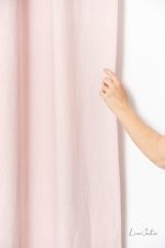 Pale Pink linen curtain panel with rod pocket - Image 5