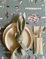Round Tablecloth, 100% Cotton, Printed | Seeds Aqua - Image 2
