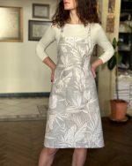Ladies Apron Simple, S-L size, 100% cotton, printed | Tropic Grey - Image 2