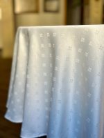 Round Classic white tablecloth with an ornament, Cotton-Poly mix | - Image 2