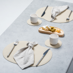 Natural leather placemat and coaster, ivory - Image 3