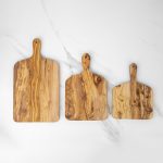 Olive Wood Rectangle Cutting Board with Handle, Handmade