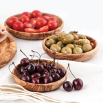 Handcrafted Tunisian Olive Wood Set of 3 Round Dipping Dishes - Image 4