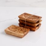 Set of 3 Olive Wooden Soap Dishes, Handmade