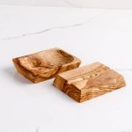 Set of 3 Olive Wooden Soap Dishes, Handmade - Image 3