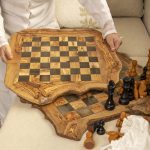 Handmade Olive Wood Chess Set with a Rustic Wobbly Board - Image 3