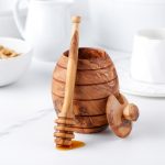 Rustic Olive Wood Honey Jar & Dipper – Hand-Carved - Image 3