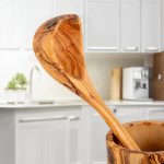 Handmade Olive Wood Kitchen Utensils Set of 5 with Wooden Holder - Image 2