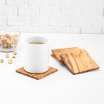 Handcrafted Olive Wood Square Coaster - Image 2