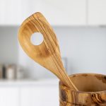Handmade Olive Wood Kitchen Utensils Set of 5 with Wooden Holder - Image 4