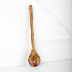 Handmade Olive Wood Round Stirring Spoon, 11.8" - Image 4