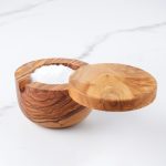 Handmade Olive Wood Salt Cellar with Scoop and Magnetic Lid - Image 5