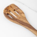 11.8" (30cm) Olive Wood Slotted Spatula, Handmade - Image 2