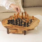 Handmade Tunisian Olive Wood Chess Set with Drawers and Wonky Legs - Image 3