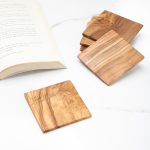 Handcrafted Olive Wood Square Coaster - Image 3