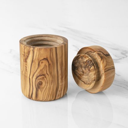 Handcrafted Olive Wood Spice Box with Thread for Rustic Kitchen Charm