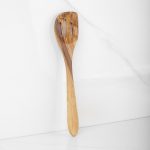 11.8" (30cm) Olive Wood Slotted Spatula, Handmade - Image 5
