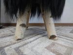 Birch wood & Black Sheepskin Ottoman - Image 3