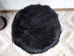 Birch wood & Black Sheepskin Ottoman - Image 5