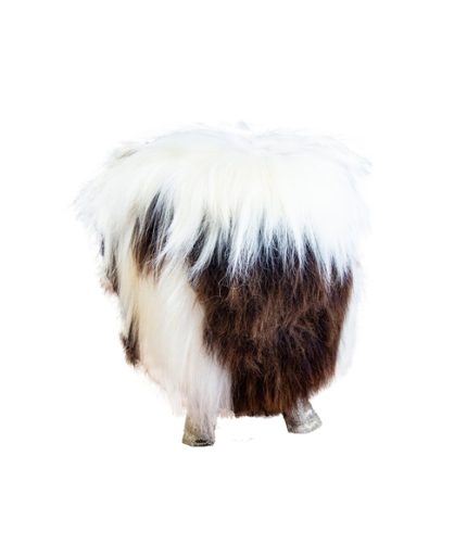 Birch Wood and real Jacob sheepskin Ottoman