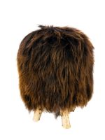 Birch wood & Brown Sheepskin Ottoman - Image 2